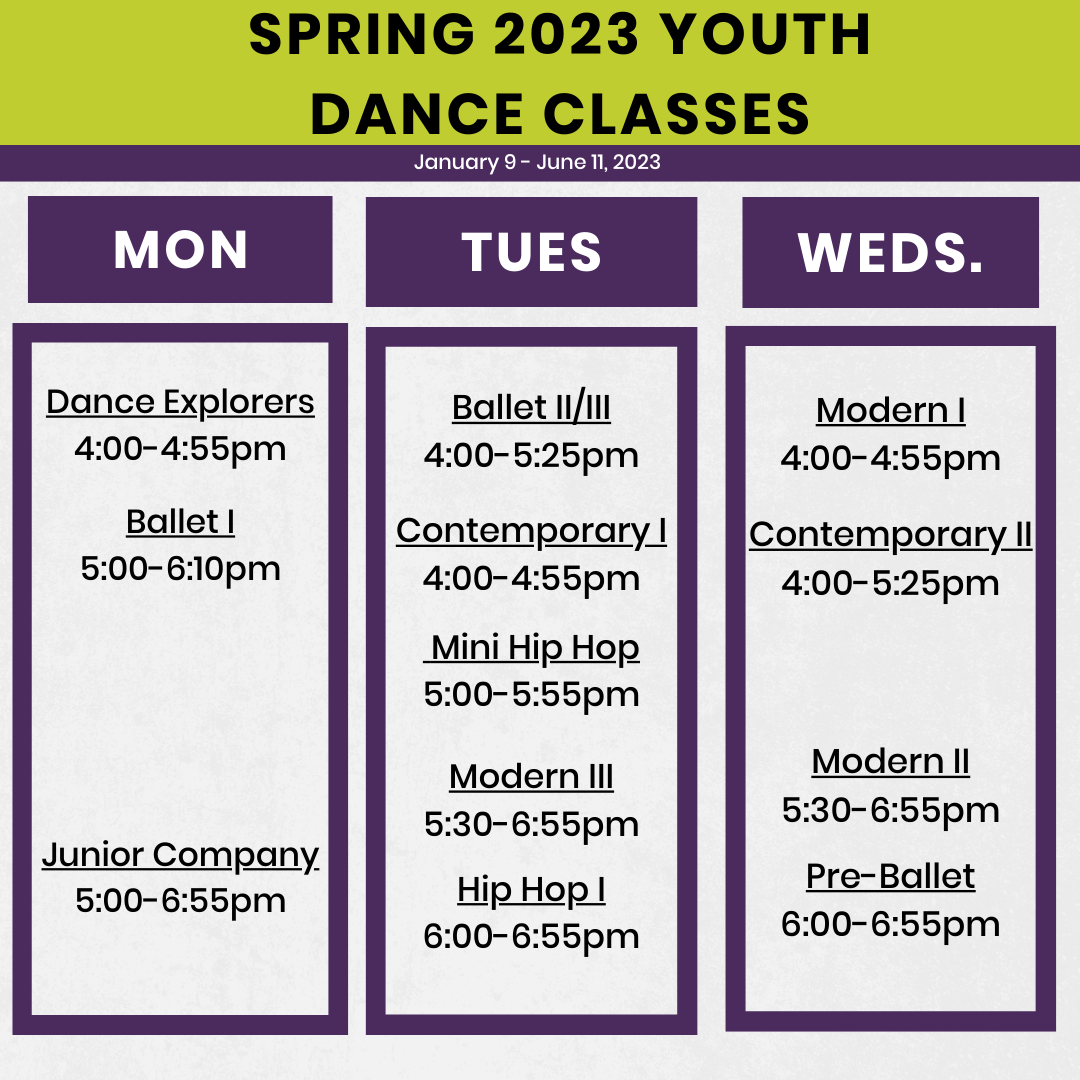 spring 1 Youth Dance Classes Spring '23